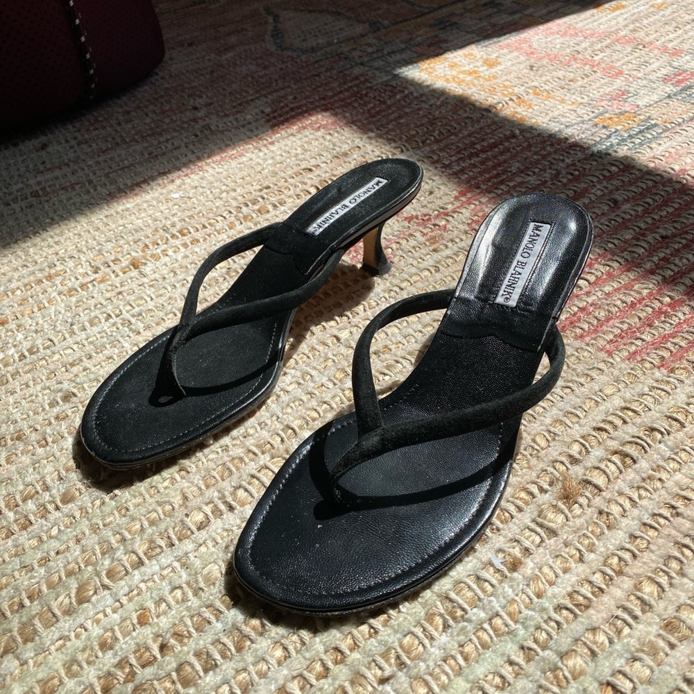 Manolo Blahnik Black Strappy Mini Heel